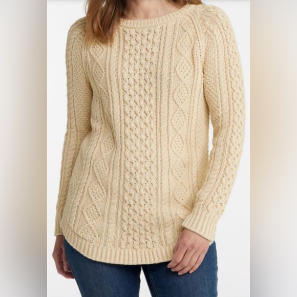 L. L. Beans Women's Signature Beige Cotton Fisherman Tunic Sweater Size M - Picture 4 of 16